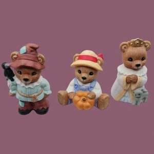 Vtg homco ceramic holloween family bears figurines set of 3